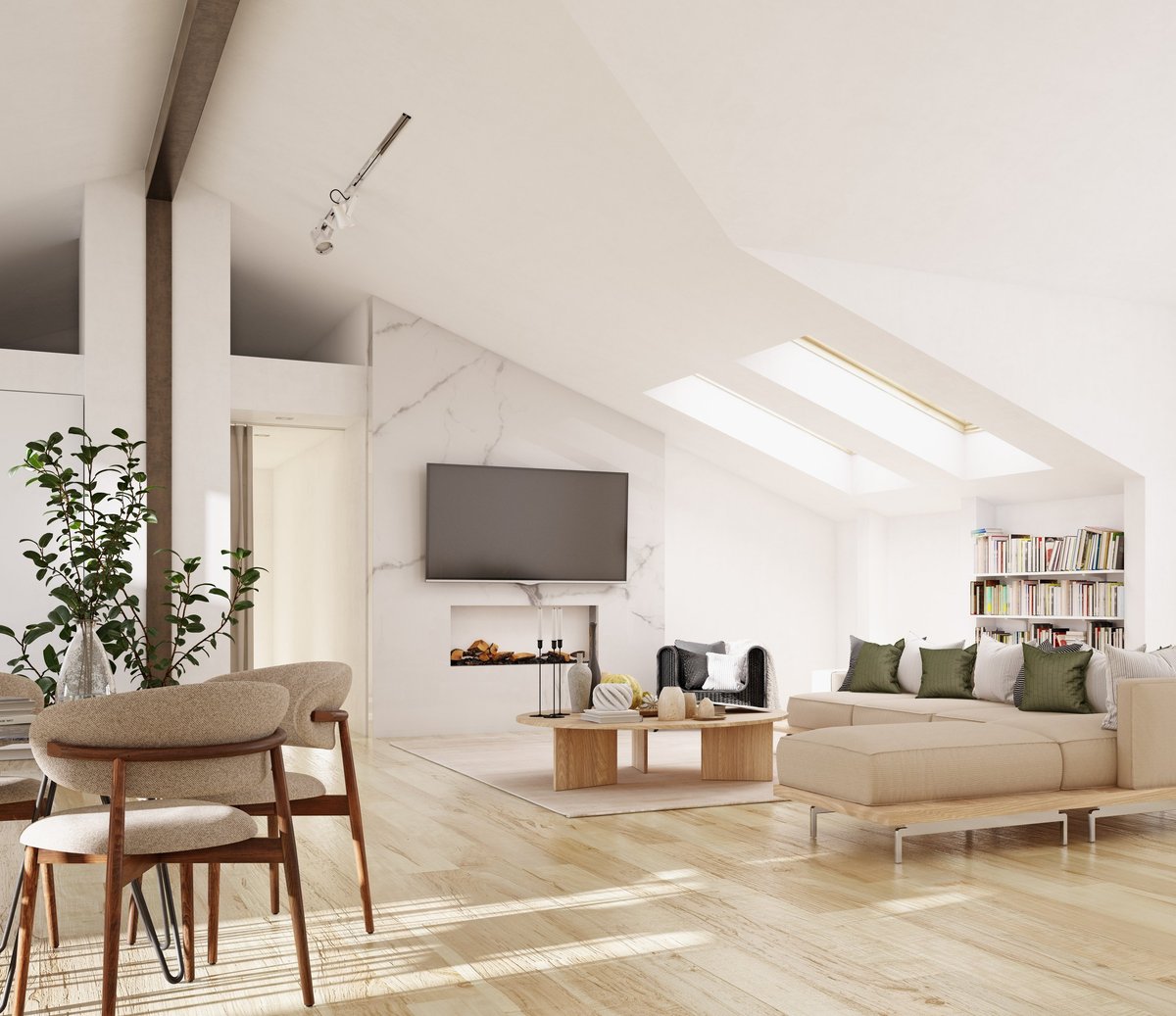 Bright modern living room with natural light